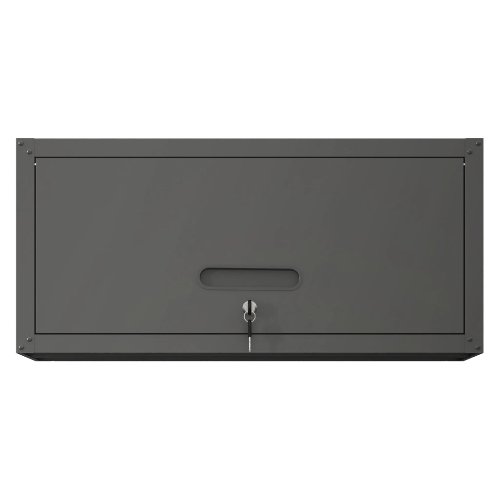 Armadio da parete in metallo con serratura, mobile contenitore per garage e officina, nero, H34,5 × L75 × P30 cm