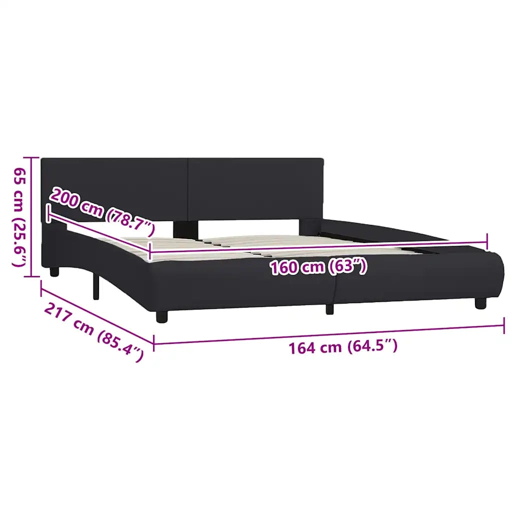 Giroletto con LED-Struttura Letto Nero in Similpelle 160x200 cm 373166
