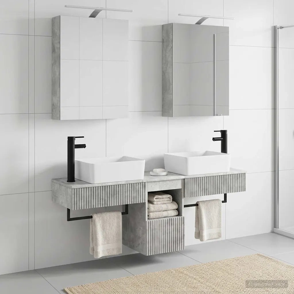 Set di Armadi da Bagno 5 pcs Grigio Cemento 50 x 14,5 x 70 cm 3406314