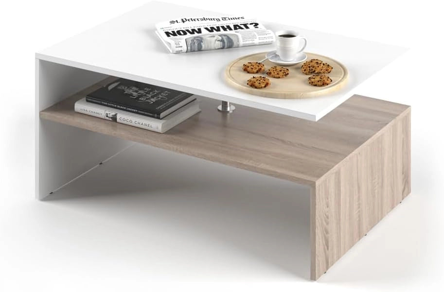 VICCO, Tavolino da salotto Amato, 90 x 60 cm, in legno, 3 colori a scelta bianco, sonoma, rovere