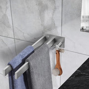 Sostegno asciugamani bagno sostegno asciugamani doppio quadrato acciaio inossidabile fissaggio alla parete asta asciugamani 39 cm argento per bagno cucina