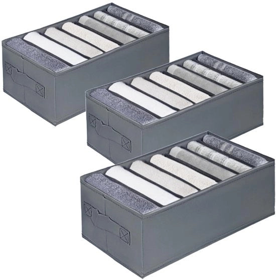Organizzatore di cassetti 3 in 1, organizzatore di carrello con 7 compartimenti, sistema di organizzazione di cassetti pieghevole, organizzatore di carrello per magliette, mutande e calze