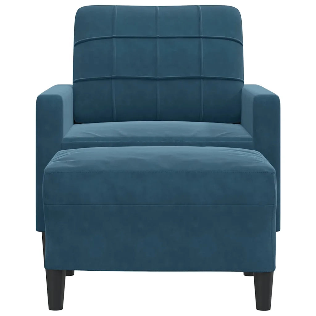 Divano Sedia-Poltrona con Poggiapiedi Blu 60 cm in Velluto 648986