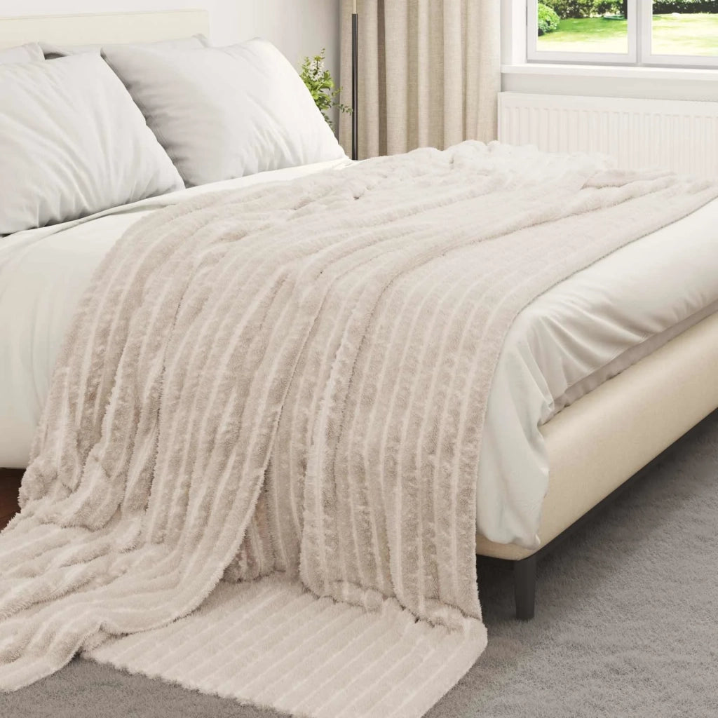 Coperte da Pile 6 pz Beige 270 x 240 cm Panno