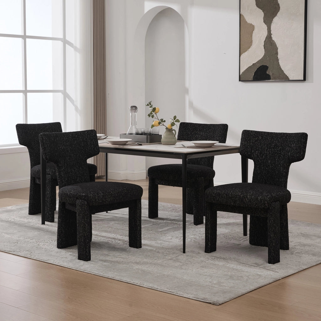 Poltrona Accent in Tessuto Chenille senza Braccioli ¨C MINIMAL ¨C Grigio Nero, Gambe in Legno