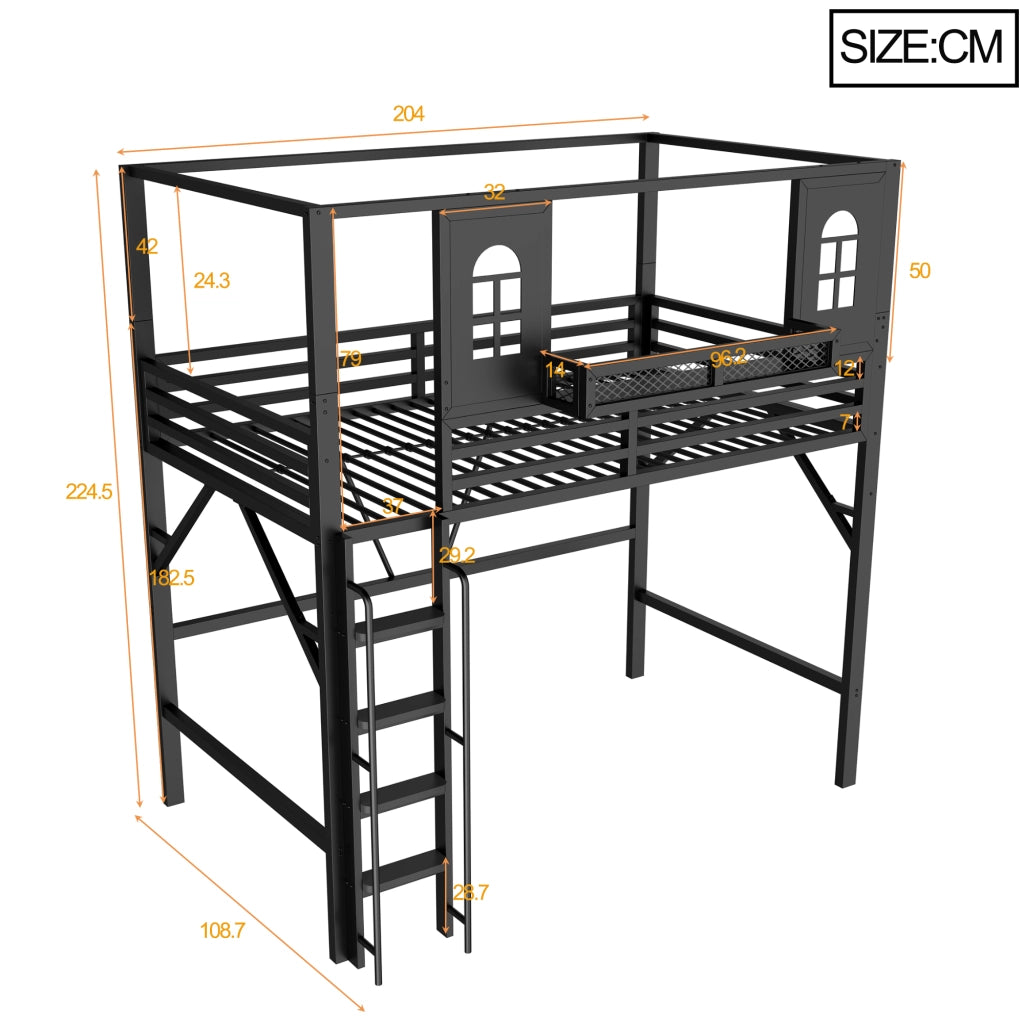 letto a castello metallo nero 90 x 200 cm