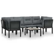 Set Salotto da Giardino 7 pz | Set di Mobili da Esterno Nero e Grigio in Polyrattan