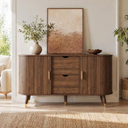 Sideboard in MDF effetto noce con trama verticale; 2 cassetti; 140x40x79;5 cm