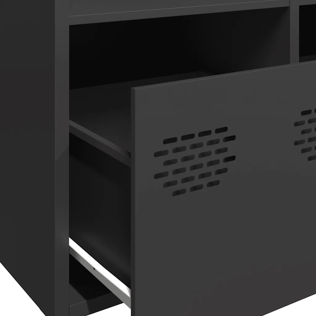 Credenza Nera 101,5x39x73,5 cm in Acciaio Laminato a Freddo
