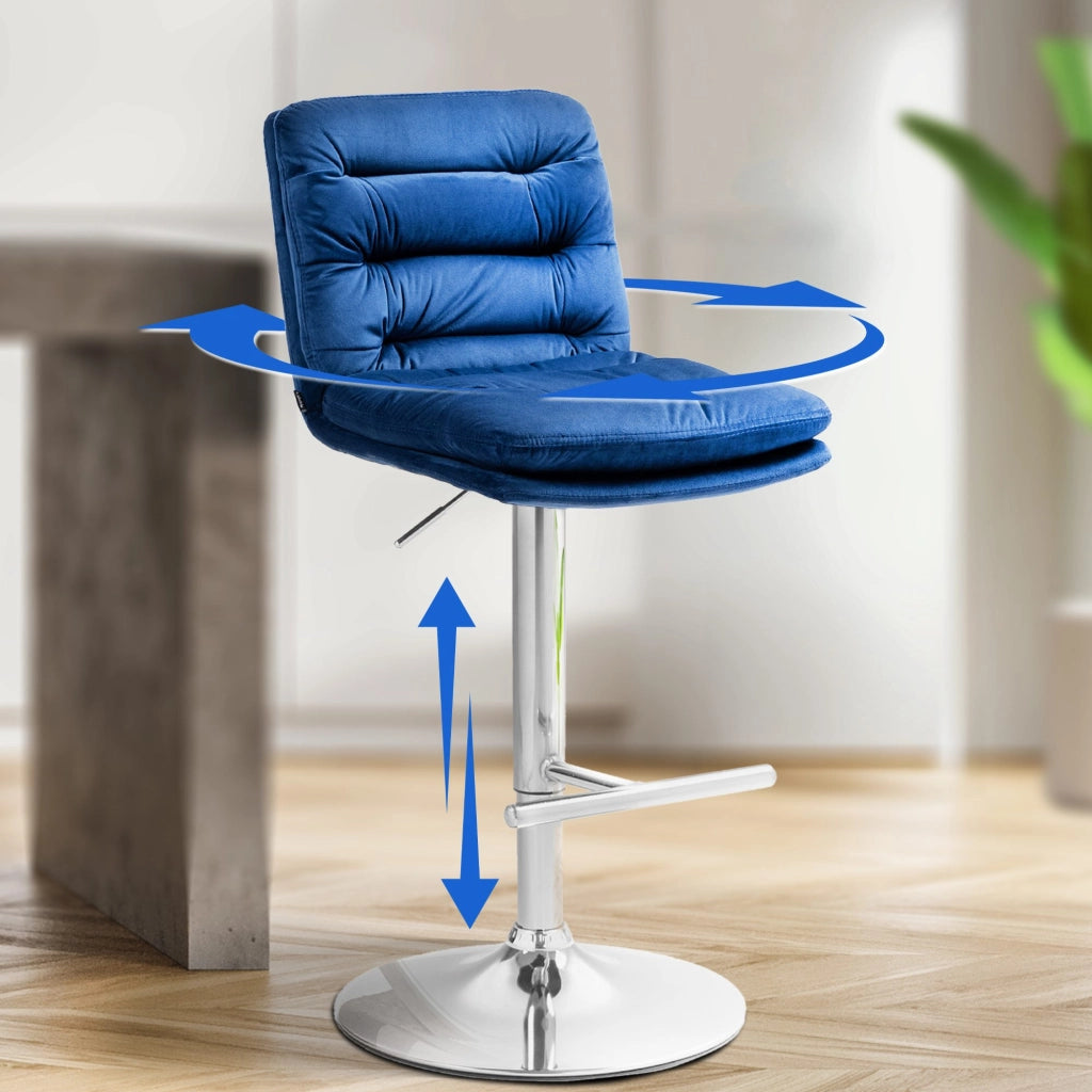 2er Set Barhocker Damar Samt chrom