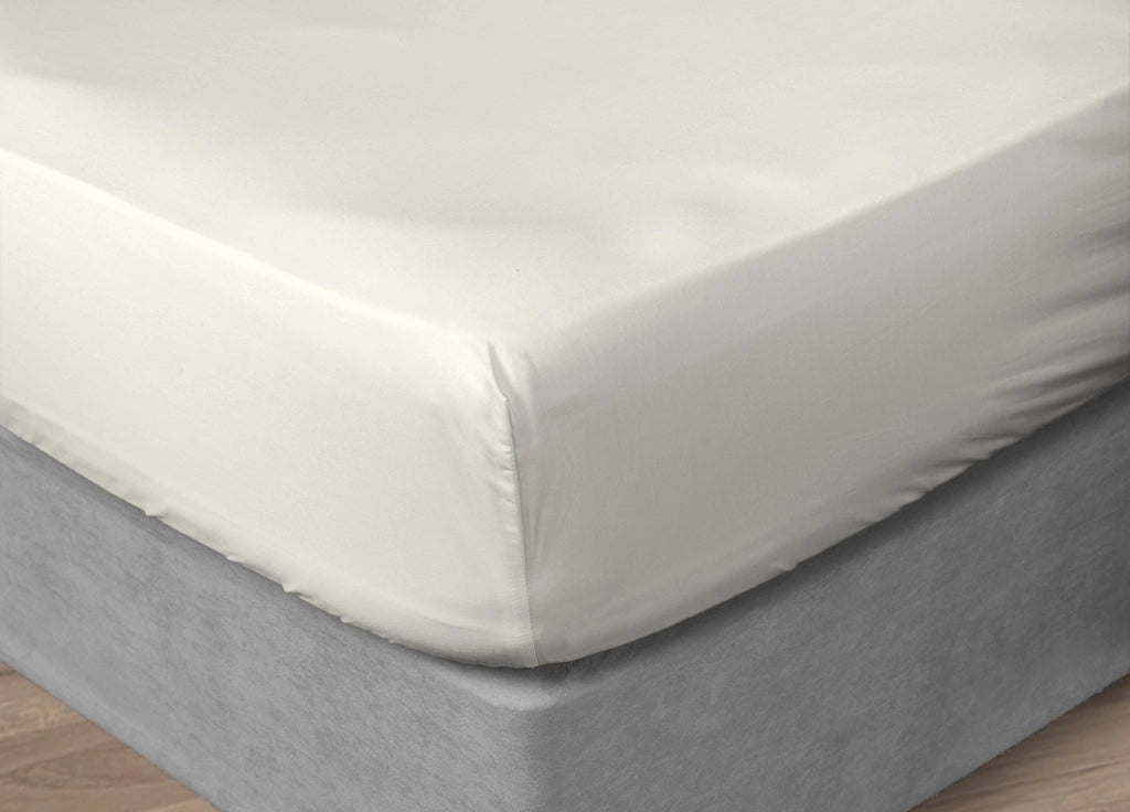 Lenzuola Sotto Con Angoli In 100% Cotone Percalle In Tinta Unita - 2 Piazze H30 - Bianco