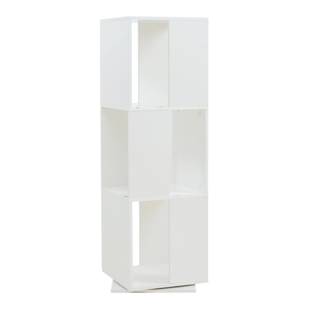 Libreria Girevole Fjelmarirg per Cameretta Scaffale Rotante a 3 Livelli 109 x 34 x 34 cm - Bianco [en.casa]