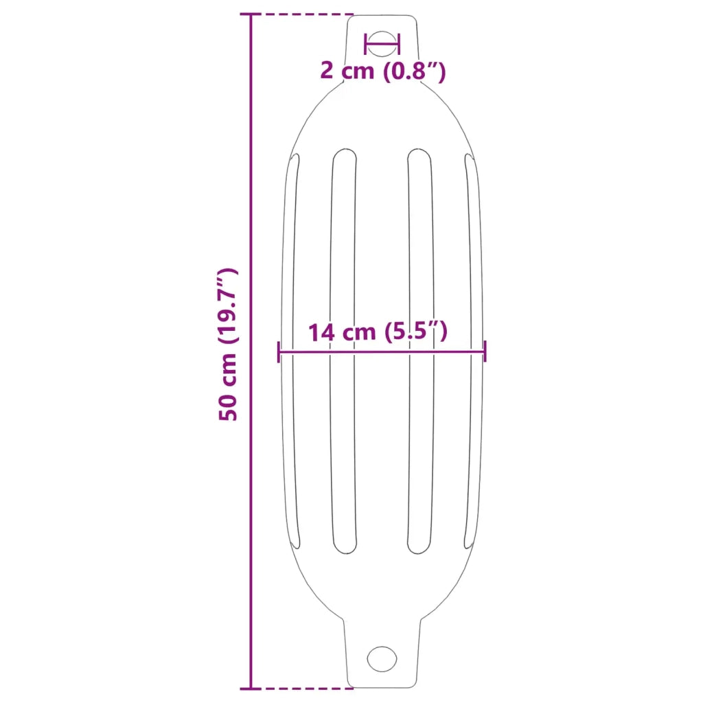 Fendini per barche 2 pz Ø 14 x 50 cm Nero PVC 42028742