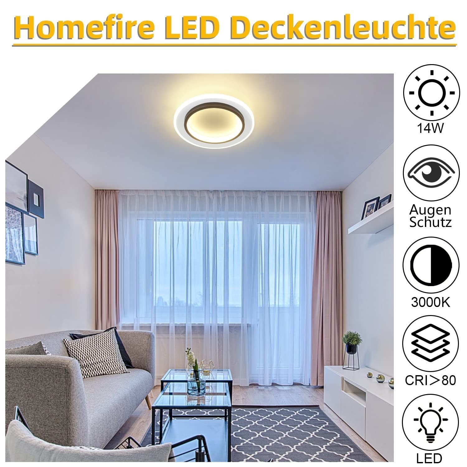 ZMH Lampada da soffitto LED design moderno bianco nero acrilico per soggiorno