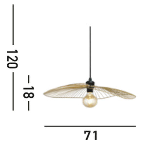 Sospensione Industrial-Nordico Onda Acciaio Nero Oro 1 Luce E27