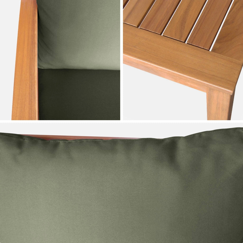 Salotto da giardino in legno, 4 posti, marrone naturale