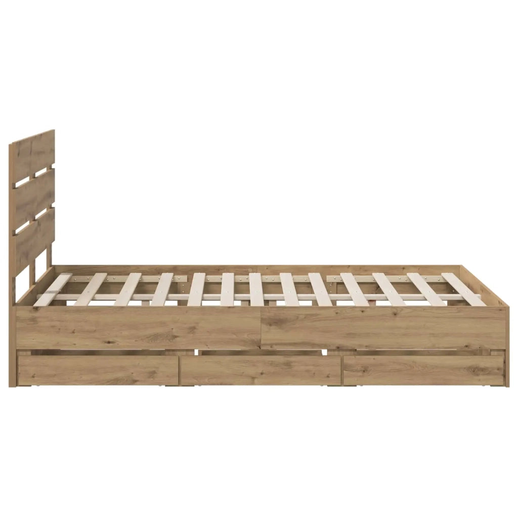 Bed Frame with Storage and Headboard Artisan Oak 160 x 200 cm 3445810
