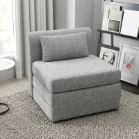 Poltrona Letto Pieghevole da Terra a 3 Sezioni Salvaspazio in Tessuto, 80x75x74 cm, Grigio