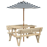 Tavolino da Giardino | Tavolo da Picnic per 4 Bambini con Ombrellone Legno di Abete