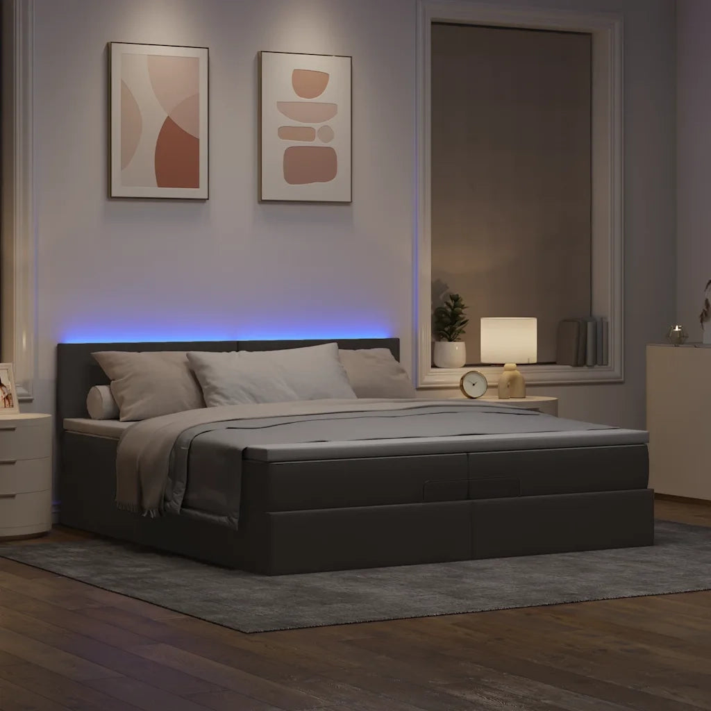vidaXL Struttura Letto Pouf con Materassi Tortora 200x200 cm Tessuto