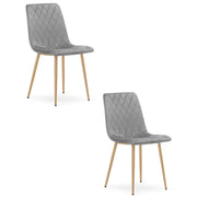 Set di 2 sedie Turin in velluto grigio chiaro e metallo effetto legno