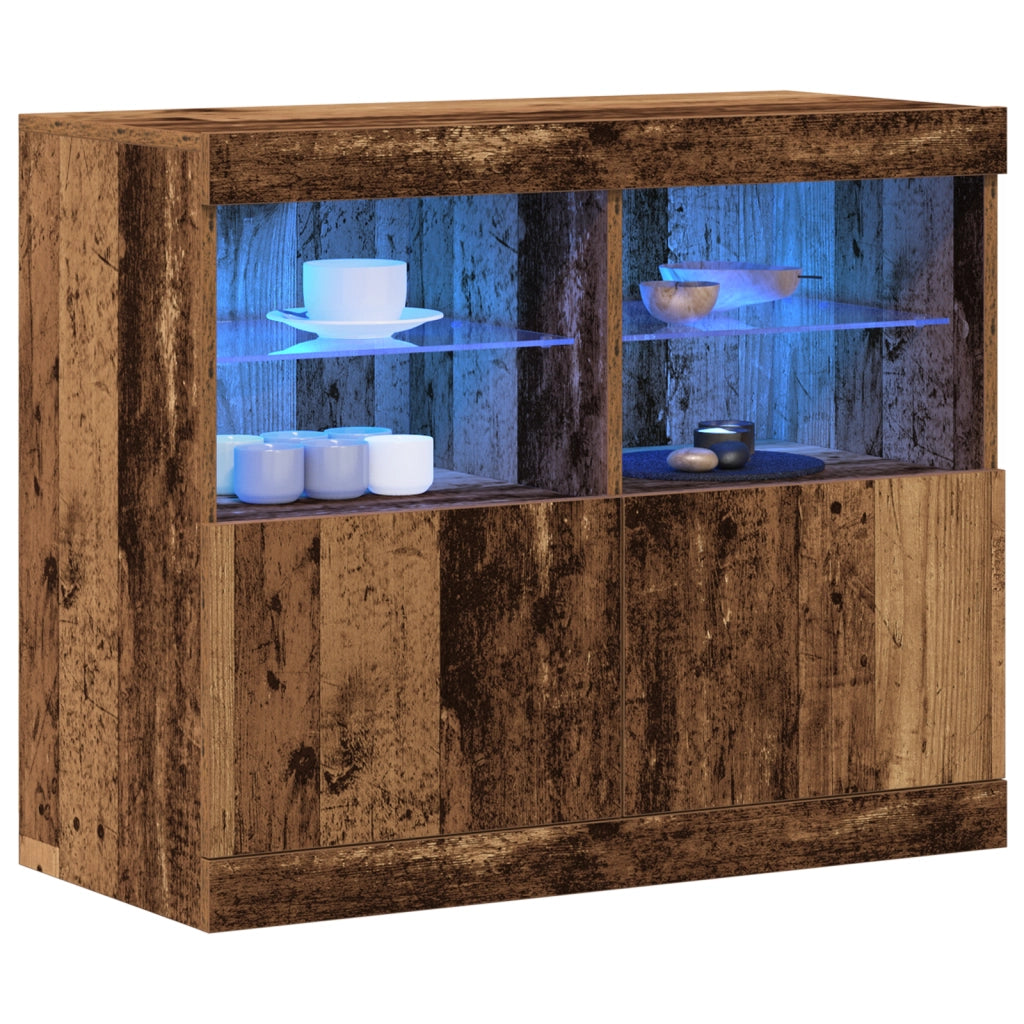 Sideboard con Luci LED Legno Vecchio 81x37x67 cm