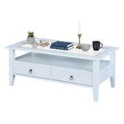Minturno, Tavolino da Salotto 2 Cassetti, 115x60x45h cm Bianco