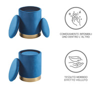 Pouf Contenitore a Forma di animale, Pouf Poggiapiedi imbottito con Gambe in Legno e Rivestimento .Sgabello per Bambini e Adulti per Camera Cameretta Salotto  - Blu