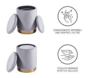 Pouf Contenitore a Forma di animale, Pouf Poggiapiedi imbottito con Gambe in Legno e Rivestimento .Sgabello per Bambini e Adulti per Camera Cameretta Salotto  - Grigio