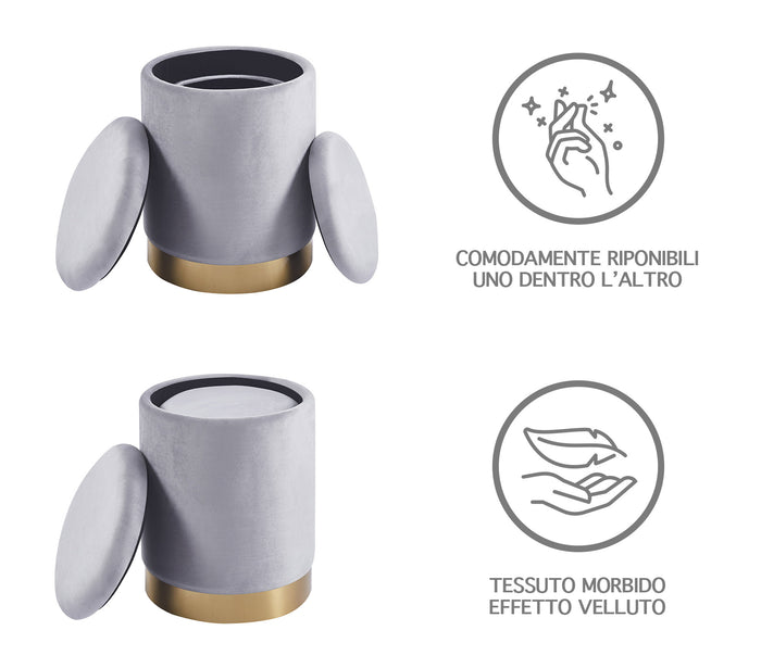 Pouf Contenitore a Forma di animale, Pouf Poggiapiedi imbottito con Gambe in Legno e Rivestimento .Sgabello per Bambini e Adulti per Camera Cameretta Salotto  - Grigio