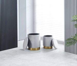 Pouf Contenitore a Forma di animale, Pouf Poggiapiedi imbottito con Gambe in Legno e Rivestimento .Sgabello per Bambini e Adulti per Camera Cameretta Salotto  - Grigio