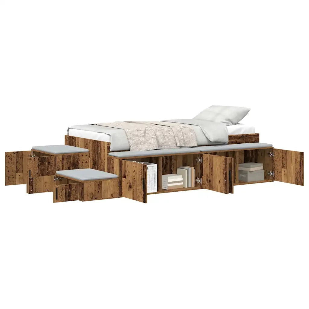 Struttura letto con contenitore con archiviazione Legno vecchio 3335595