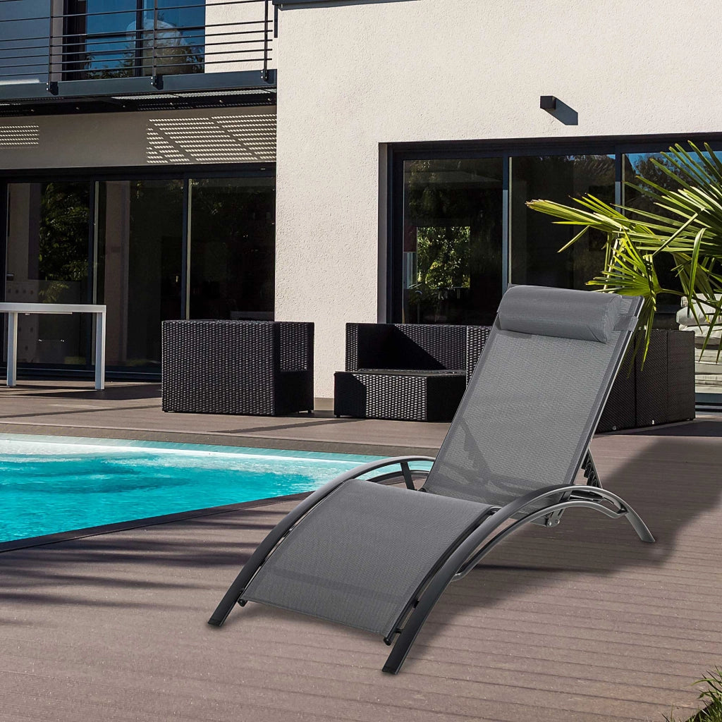 Chaise longue da giardino ¨C zephmum ¨C Grigio, Alu, Textilene, 171x64x82 cm
