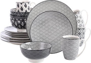Servizio da Tavola Giapponese a 16 Pezzi - Porcelain - Decorato a Mano - Unico e Duraturo - Adatto a Microonde e Lavastoviglie