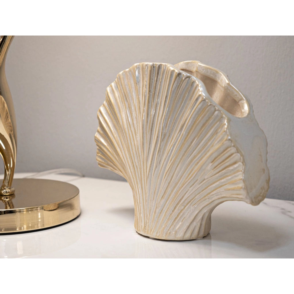 Vaso Decorativo VKH851, Bianco, Ceramica, 27x8x19 cm