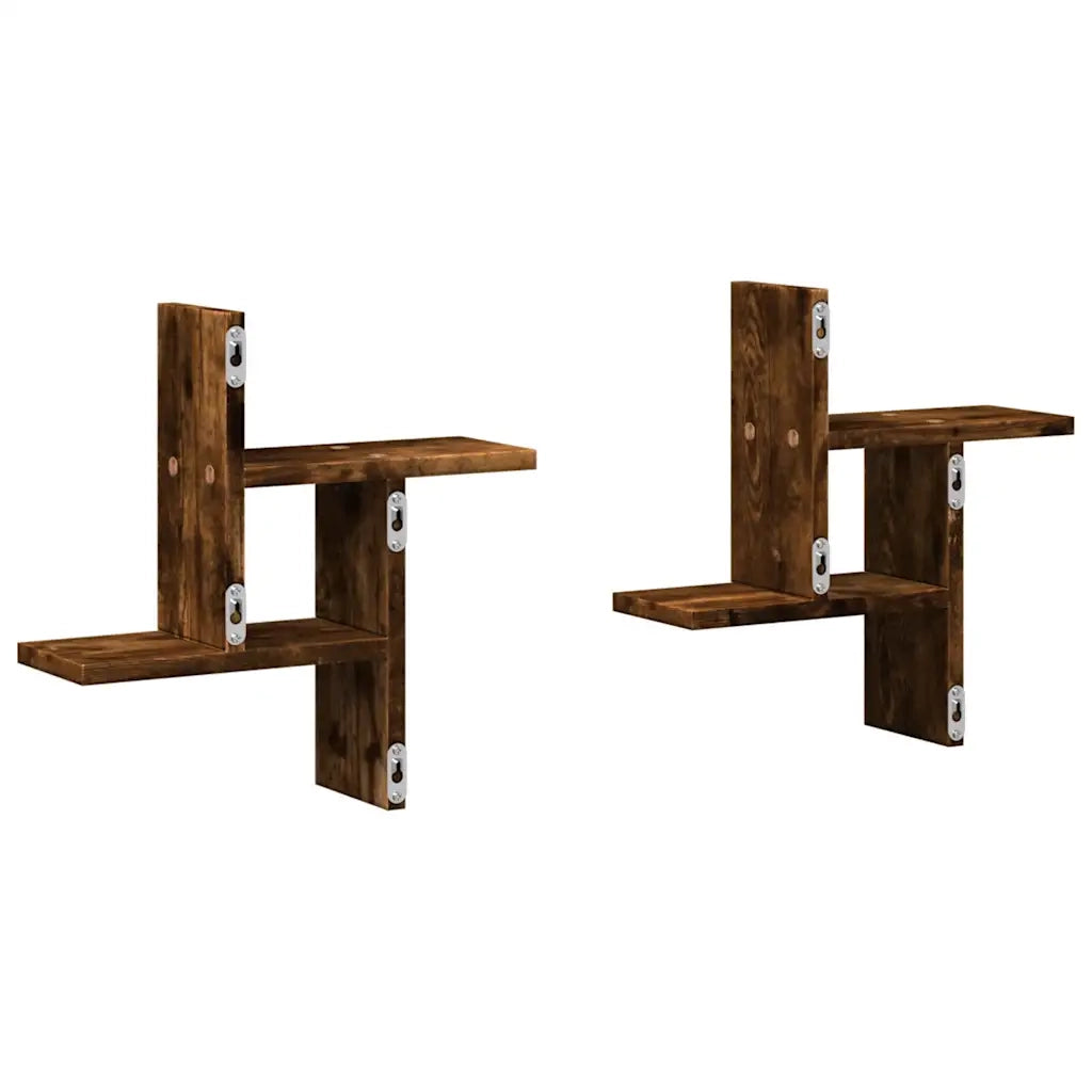 Mensole da Parete 2pz Rovere Fumo 38x12x38 cm in Truciolato 853249