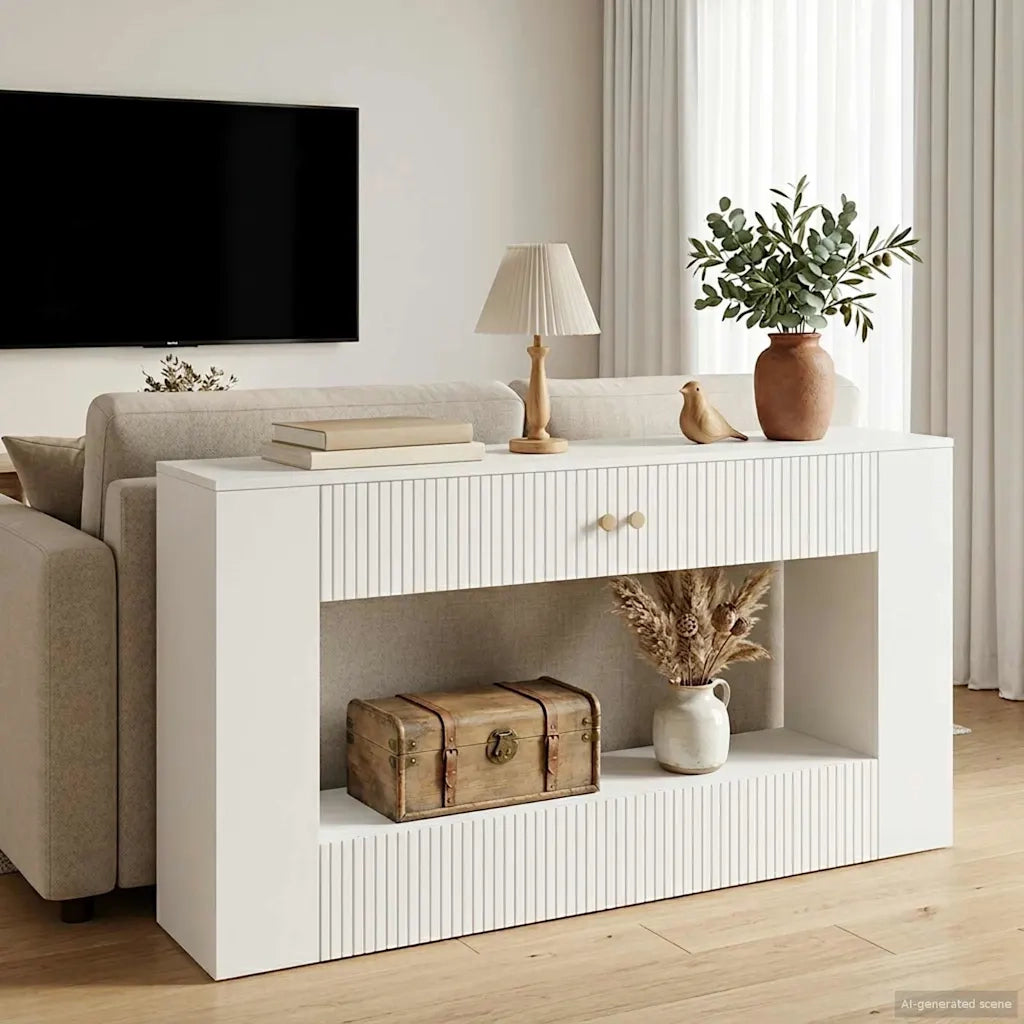 Tavolo consolle Rigato Bianco Lucido 155 x 29 x 74 cm