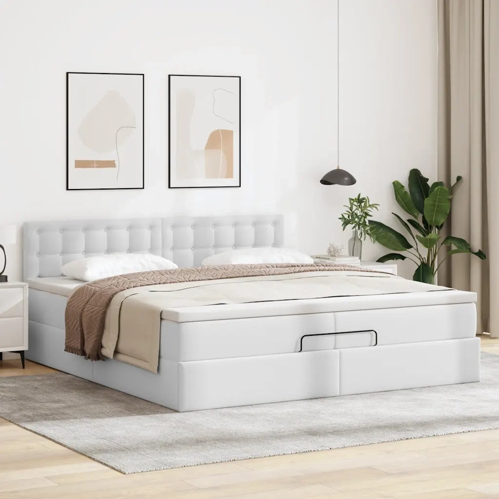 Struttura Letto Pouf con Materasso 200x200 cm Similpelle 3312173