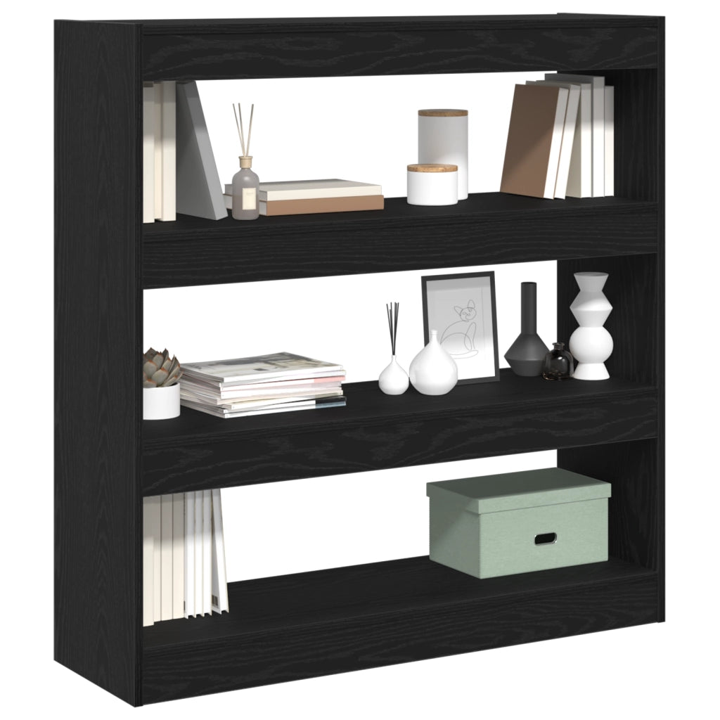 Libreria / Divisore per stanze Rovere Nero 100x30x103cm Legno ingegnerizzato