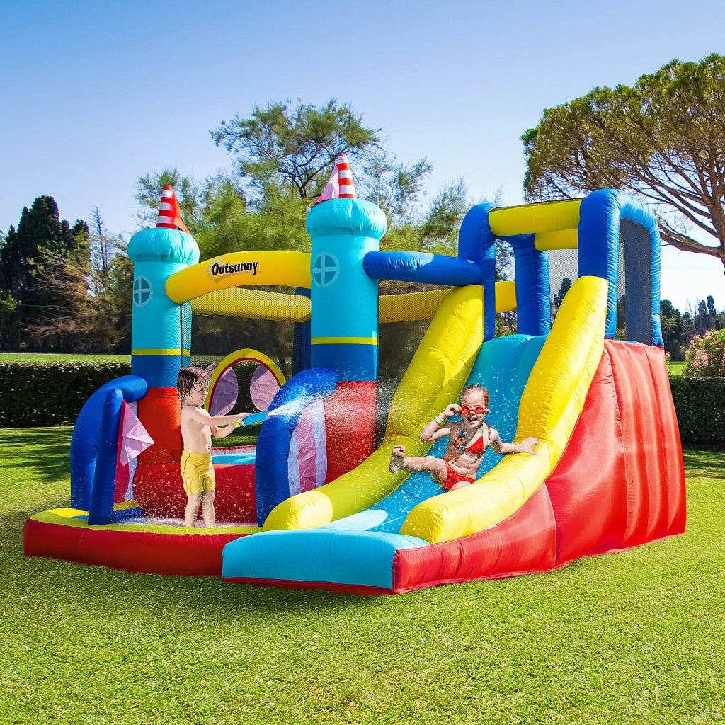 Castello Gonfiabile 4 in 1 per Bambini 3-8 Anni ¨C zephmum ¨C 265x260x200cm