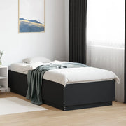 Giroletto con Luci LED-Struttura Letto Nero 100x200 cm in Legno Massello 371868