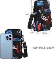 Tasca per telefono in nylon con ingresso per cuffia e cinturino regolabile - adatta per telefono cellulare con schermo sotto i 7 pollici