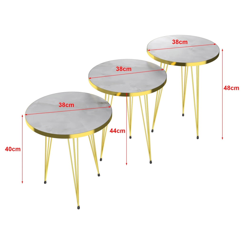 Set di 3 tavolini rotondi impilabili in marmo bianco e oro 03_0008411