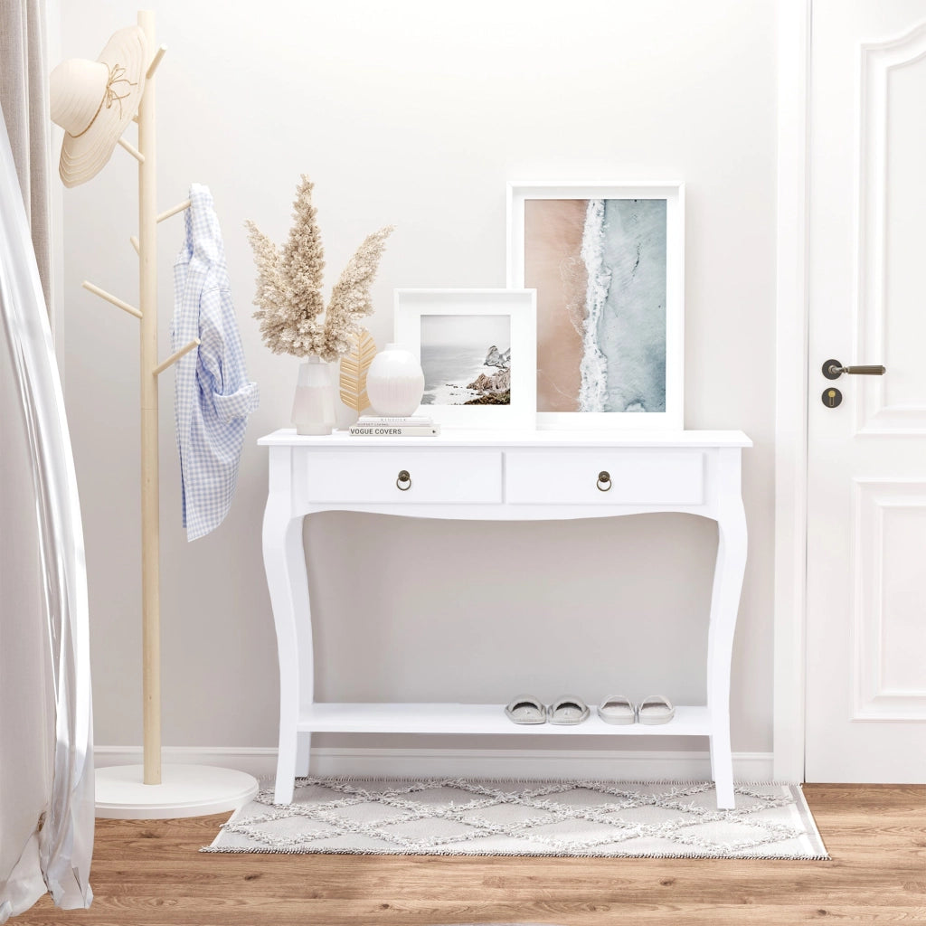 Tavolo Consolle per Ingresso Bianco Opaco 100x33x76 cm