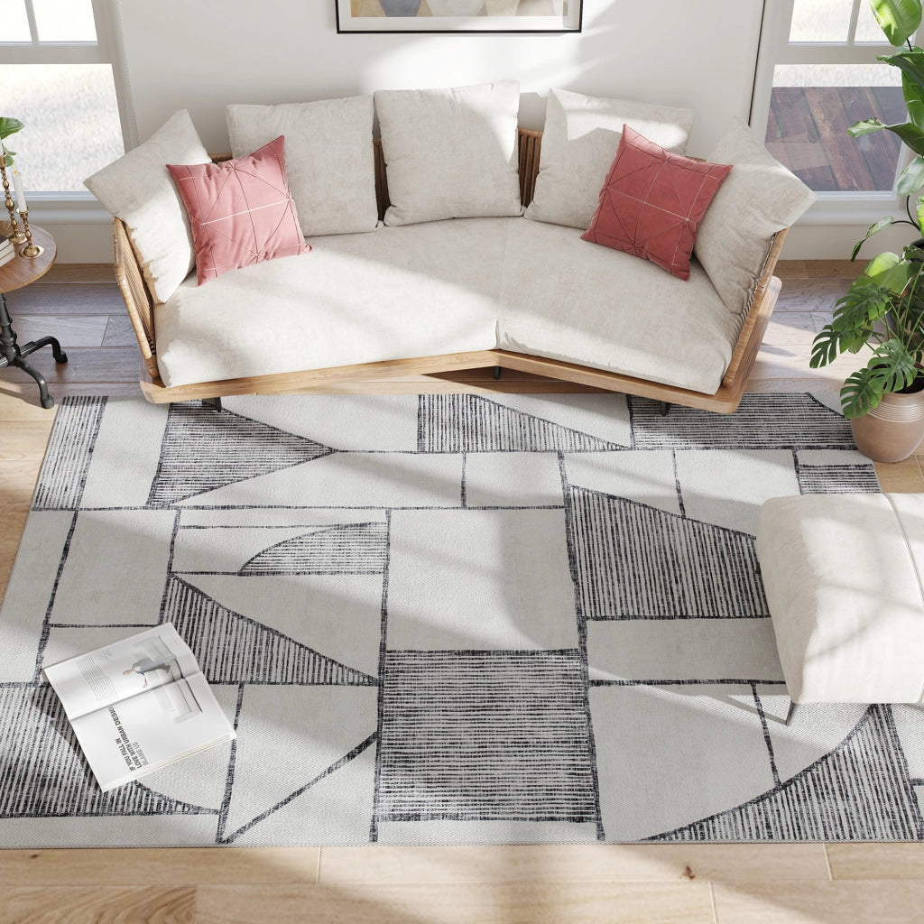 Tappeto Moderno Antiscivolo Geometrico ¨C zephmum ¨C Poliestere Multicolore 230x160 cm