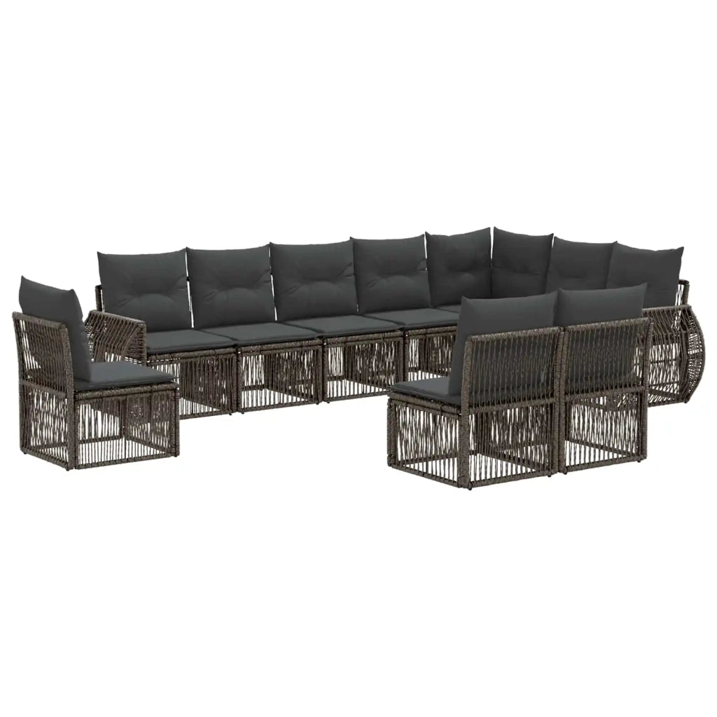 Set Divano da Giardino 10 pcs Grigio e Grigio Scuro polyrattan 3435446