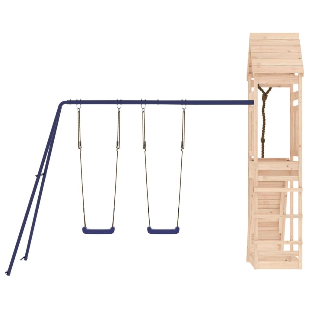 Altalena per parco giochi all'aperto scivolo altalena robusta giochi da giardino 315 x 257 x 264 cm legno di pino massiccio 02_0004955