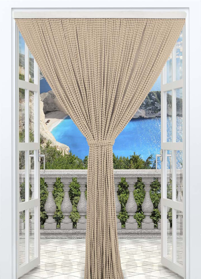 Tenda Antimosche per Porta Finestra a Pannello Con Telaio In PVC Beige - 100 x 220