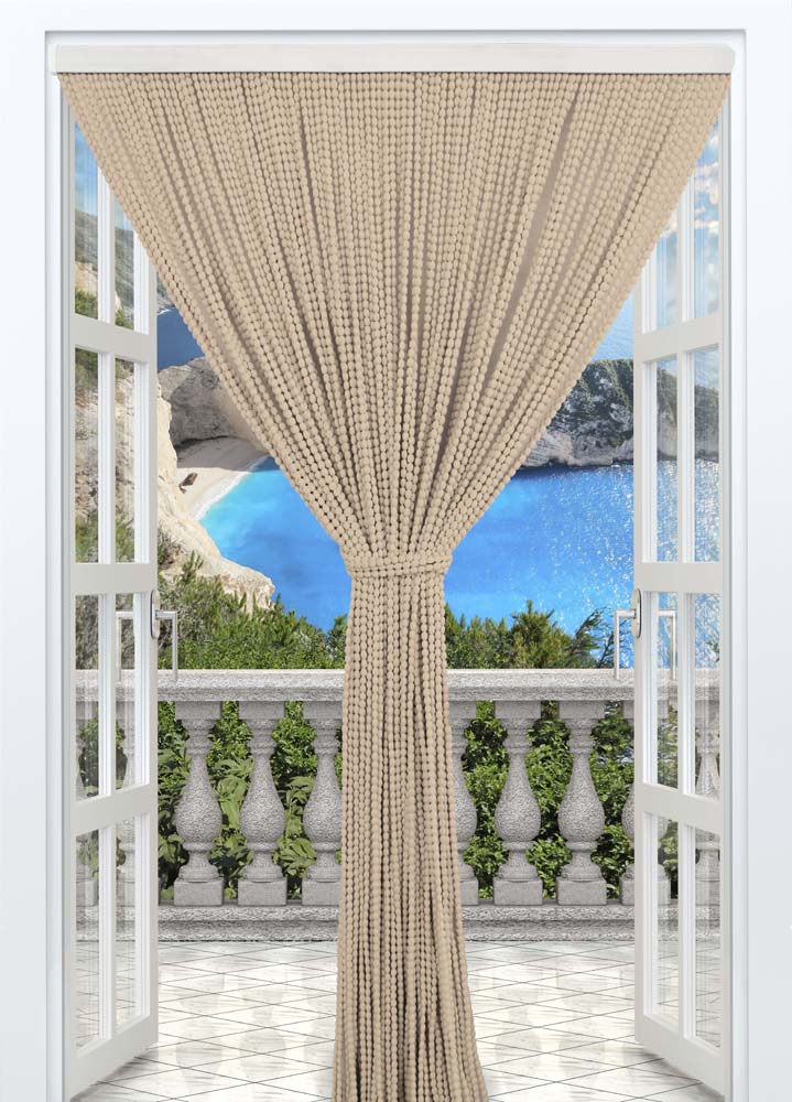 Tenda Antimosche per Porta Finestra a Pannello Con Telaio In PVC Beige - 100 x 220