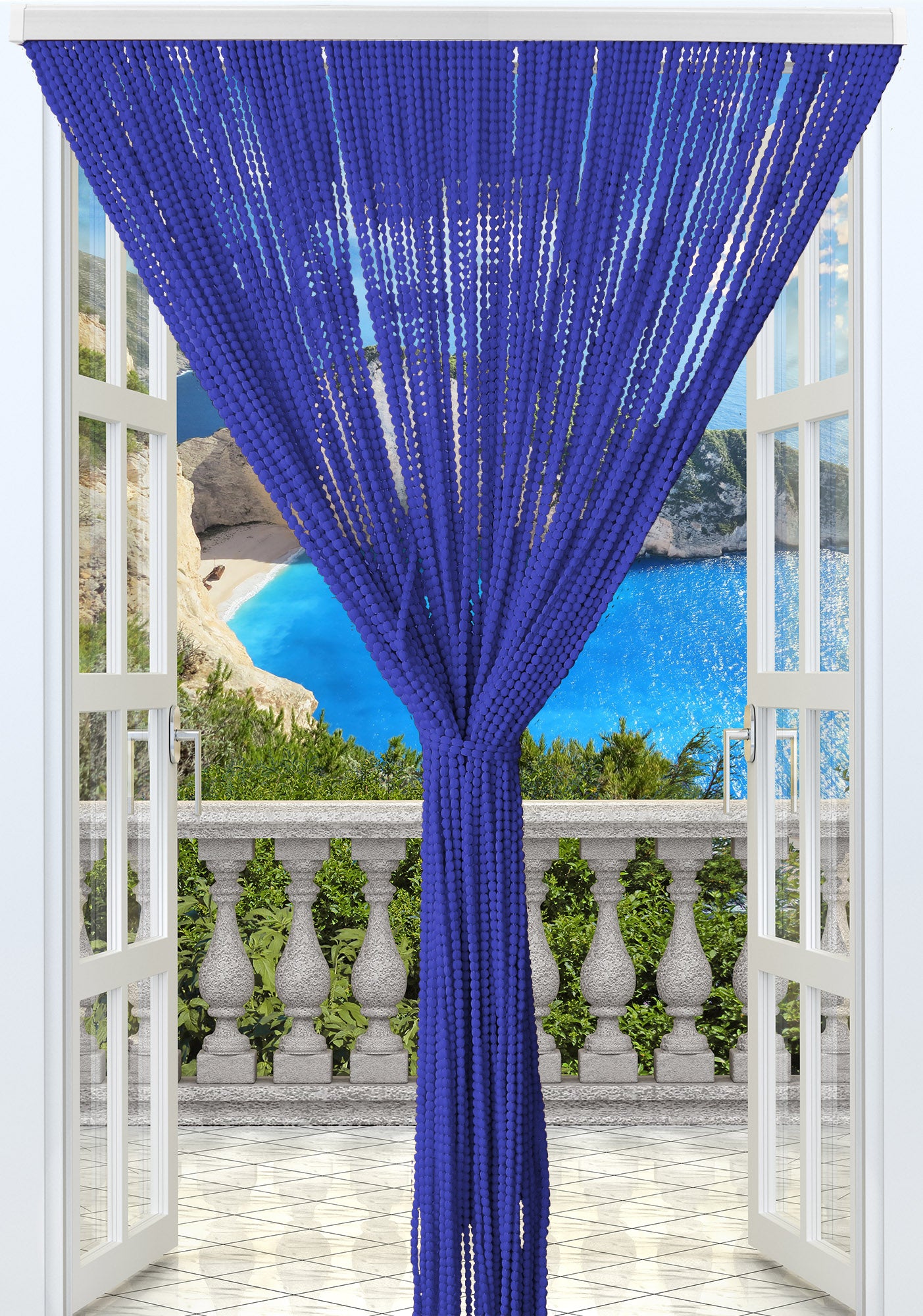 Tenda Antimosche per Porta Finestra a Pannello Con Telaio In PVC Blu Navy - 100 x 220